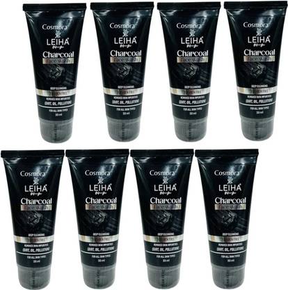 COSMORA LEHIA CHARCOAL FACEWASH FOR SPOTS REMOVES & DEEP CLEANSING SKIN PACK OF - 50ml x 8 Face Wash