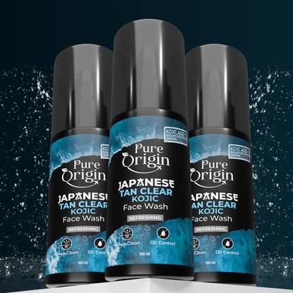 Pure Origin Men's Japanese Tan Clear Kojic (Pack of 3) | Fights Oily Skin & Dullness | Brightening | All Skin Types Face Wash