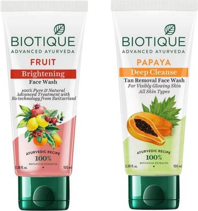BIOTIQUE Fruit  100ml, Papaya  100ml. Face Wash