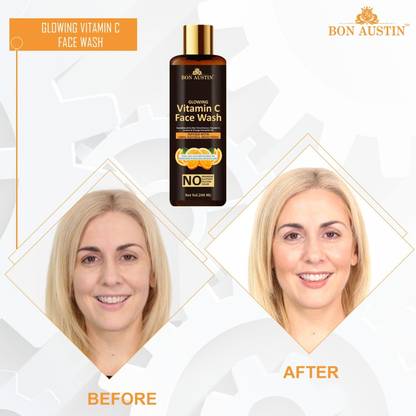 Bon Austin Glowing Vitamin C - For Deep Clean Skin Pores, Anti-ageing, Reduces Wrinkles & To Repair, Restore the Glowing Skin(200 ML) Face Wash