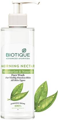 BIOTIQUE Morning Nectar Moisturize & Nourish  | Contains Wild Turmeric, Neem Leaves, & Morning Nectar | Visibly Flawless Skin | All Skin Face Wash