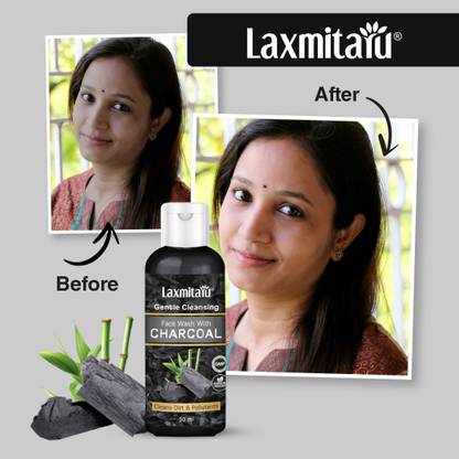 Laxmitaru Charcoal Gently Cleanses, Banishes Dirt & Pollutants | 50 ml x Pack of 2 Face Wash