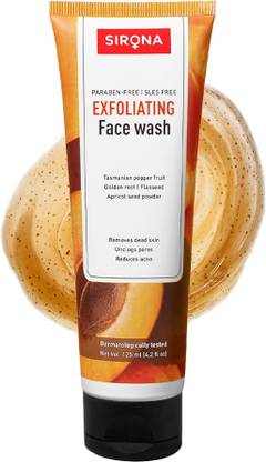 SIRONA Unclogs Pores, Removes Dead Skin, Reduces Acne & Blemishes Natural Exfoliating Face Wash