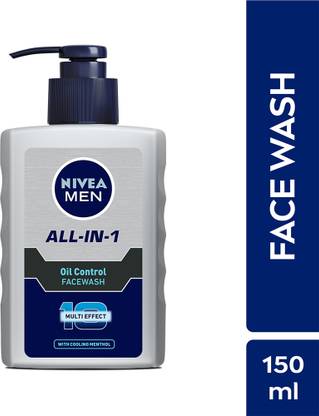 NIVEA All In One with Cooling Menthol, Fight Acne & Pimple, 10 Multi Effect with Pump Face Wash