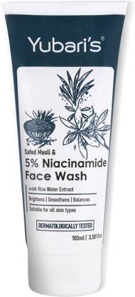 Yubari's 5% niacinamide | Safed Museli extract | Rice water extracts | Minimixes Pores | Brightens dull skin | Strengthens Skin Brrier | Healthy & Luminious skin | Dermatologically tested Face Wash