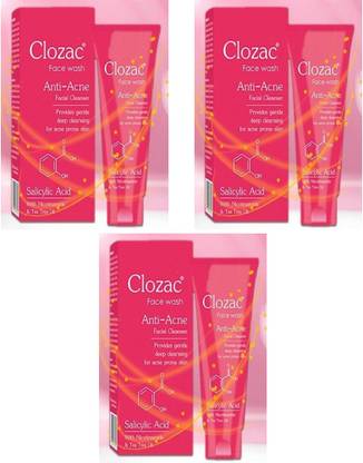 clozac Fairness Facewash Cleansing For Acne Prone Skin Pack of 3 Face Wash