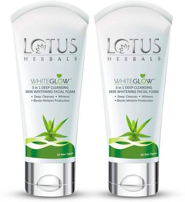 LOTUS HERBALS Whiteglow 3 In 1 Deep Cleaning Skin Whitening Facial Foam | 100g Face Wash