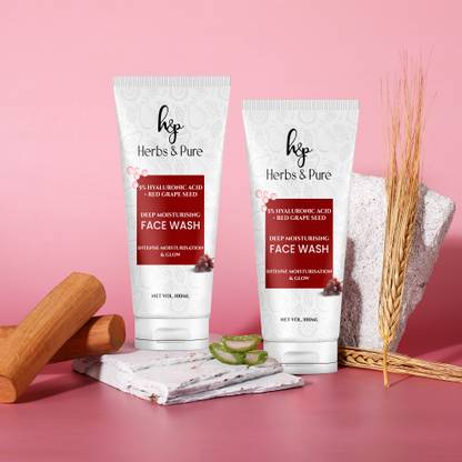 Herbs and Pure Deep Moisturising with 5% Hyaluronic Acid and Red Grapes  (Each 100 ml) Face Wash