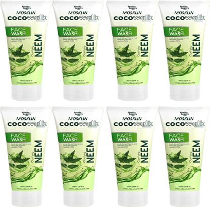MOSKLIN Cocowalk Clarifying Neem FaceWash For Acne Free Gentle & Clear Skin 100ml x 8 Face Wash