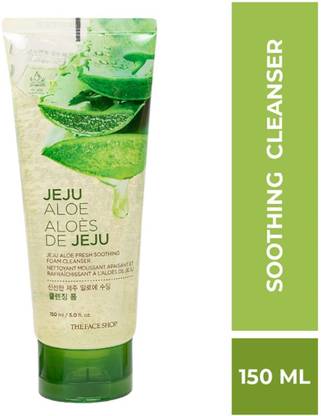 The Face Shop Jeju Aloe Fresh Soothing Foam Cleanser,gel to foam hydrating & cooling facewash Face Wash