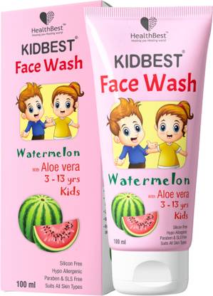 HealthBest Kidbest Face wash for Kids | Normal Skin, Sensitive Skin & Dry Skin | Tear, Paraben, SLS free | Watermelon Flavor | 100ml Face Wash