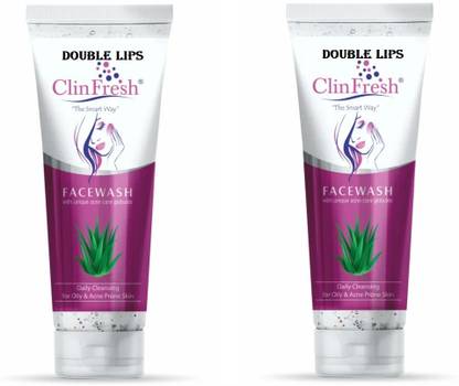 DOUBLE LIPS CLIN FRESH FACEWASH FOR ACNE PIMPLES & CLEANSING SKIN 75GRM PACK OF 2 Face Wash