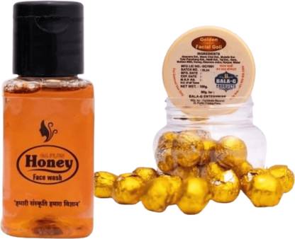 B BALA-G Combo of GA Plus Honey | 30ml  and Unisex Golden Herbal Facial Goli - 100g Face Wash