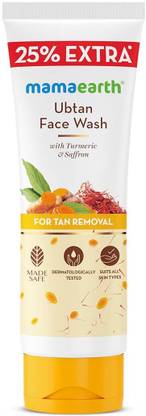 Mamaearth Ubtan Natural - with Turmeric & Saffron for Tan Removal – 100 ml + 25 ml Extra Face Wash