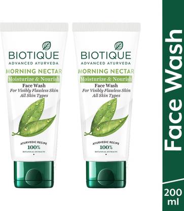 BIOTIQUE Morning Nectar Moisturize & Nourish | Contains Wild Turmeric, Neem Leaves, & Morning Nectar | Visibly Flawless Skin | Suitable Face Wash