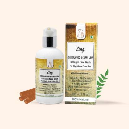 Blush Bunny Organics BBO Zing Collagen Face wash with Sandalwood, Curry Leaves for Oily Skin Face Wash