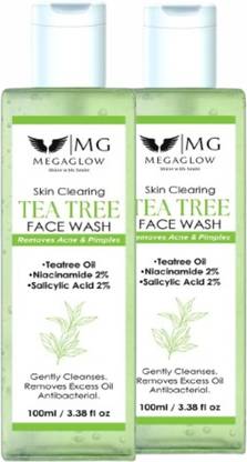 MEGAGLOW Tea tree face wash help to remove acne & pimples (100 ml) Pack of 2 Face Wash