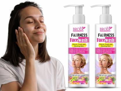 BROER Fairness Facewash with Vitamin C & E | For Brighten and Glowing Skin, Makes Skin Soft and Reduce Excess Oil, SLS & Paraben Free Face Wash