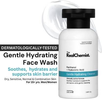 The Real Chemist Gentle Cleanser for Sensitive Skin | Panthenol + Hyaluronic Acid | Dermatologist Recommended Face Wash