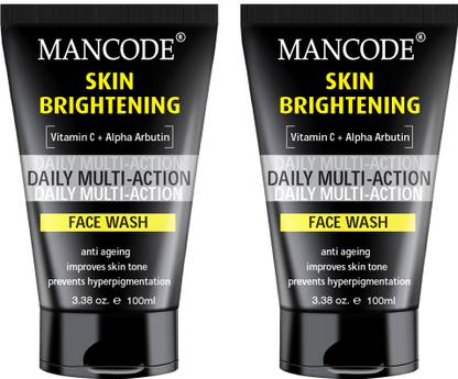 MANCODE Skin Brightening face wash with Vitamin C + Alpha Arbutin help to improve skin tone, anti ageing and prevents hyperpigmentation men pack of 2 Face Wash