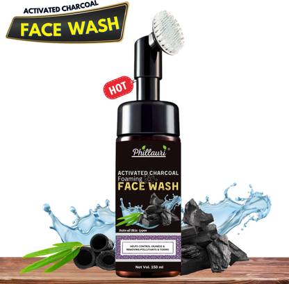 Phillauri Foaming Activated Charcoal with Built-In Face Brush for deep cleansing  Face Wash