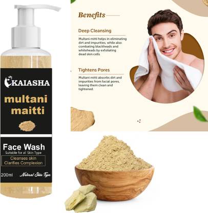 KAIASHA multani mitti Anti-acne & Pimples, Oil Control, Sun Protection Face Wash