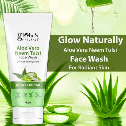 Globus Naturals Aloe vera Neem Tulsi Enriched With Glycerin & Oil Control Formula Men & Women All Skin Types  Face Wash