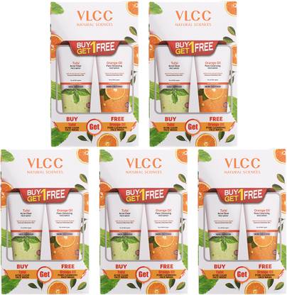 VLCC Tulsi Acne with FREE Orange Oil -B1G1- 300 ml (Pack of 5) Face Wash
