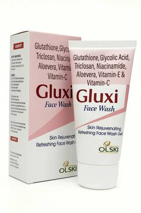 GLUXI FaceWash-Brightening Gel Cleanser with Glutathione, Niacinamide, Vitamin C & E, Aloe Vera & Glycolic Acid | Deep Cleansing & Skin Rejuvenation | For All Skin Types Face Wash