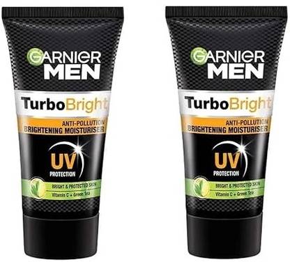 Garnier Men Men, Moisturiser, Brightening and Anti-Pollution, TurboBright Cream (Pack of 2) Face Wash
