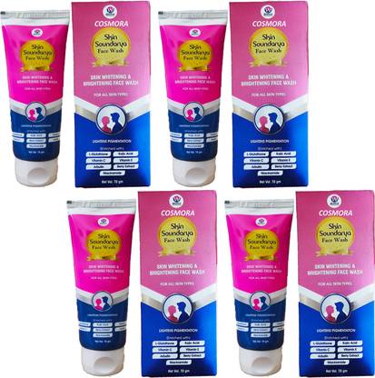 COSMORA SKIN SOUNDARYA FACEWASH FOR SKIN WHITENING & BRIGHTNING SKIN PACK OF - 70g x 4 Face Wash