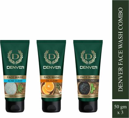 DENVER Deep Cleanse Charcoal,Oil Clear & Acne Clear Face Wash