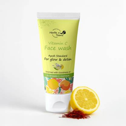Herbs n Teenz Vitamin C  for Teens | Glow & Detan | Cleanses, Purifies & Moisturizes Skin | No Parabens & Sulfates | 75ml Face Wash