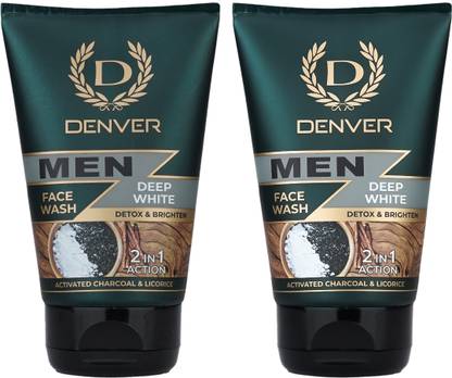DENVER Deep White Facewash With Activated Charcoal and Licorice 2 In one (100 x 2) Face Wash