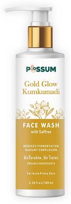 POSSUM SaffronRadiance: Gold Glow Kumkumadi  - Reduces Pigmentation, Enhances Radiant Complexion - Organic Formula, No Paraben, No Toxins - For Acne Prone Skin Face Wash
