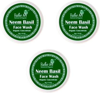 RUSTIC ART Neem Basil  - Organic & Natural Anti Acne & Anti Pimple Face Wash