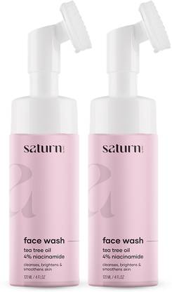 saturn by ghc Foaming With Aloe Vera Extract and Tea Tree Oil For Skin Nourishment , Prevents Oiliness and Gives Glowing Skin , Pack of 2 Face Wash