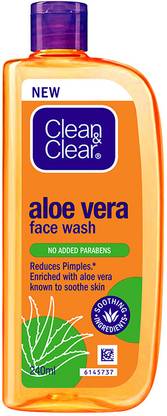 Clean & Clear Aloe Vera| Reduces pimples | Enriched with Aloe Vera to soothe skin Face Wash