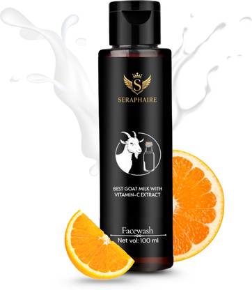 seraphaire Goat Milk with Vitamin C Extract Facewash | Gentle Brightening and Hydrating Gel Cleanser | 100 ml | pH 5.5 Face Wash