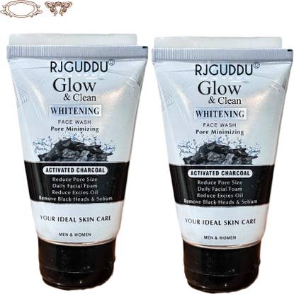 RJ GUDDU Glow & Clean Charcoal | Skin Clarifying (Pack of 2) Face Wash
