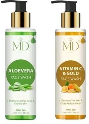 MD Cosmetics Skincare Vitamin C & Gold and Aloe Vera , Acne Control, Brightening, and Hydration Kit for Clear, Radiant Skin Face Wash