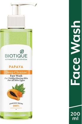 BIOTIQUE Papaya Deep Cleanse For Glowing Skin  | Tan removal and Brightning Face Wash