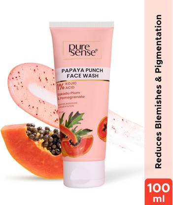 PureSense Papaya Punch Face Cleanser with 1% Kojic Acid Reduces Blemishes & Pigmentation Face Wash