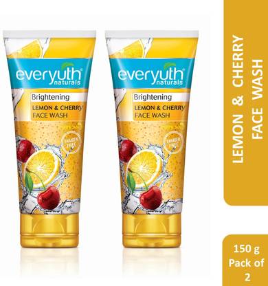 Everyuth Naturals Brightening Lemon & Cherry |Deep Cleansing, Oil Control & Tan Reduction Face Wash