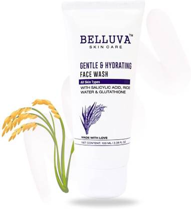 Belluva Gentle & Hydrating  with Rice Water, Salicylic Acid, & Glutathione for Spotless, Bright, and Anti-Pigmentation Skin Face Wash