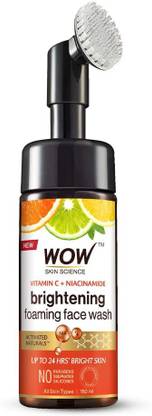 WOW SKIN SCIENCE Vitamin C & Niacinamide Foaming With Built in Brush for Deep Cleansing Face Wash