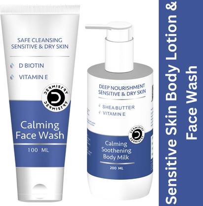 DERMISTRY Sensitive Dry Gentle Skin Calming Vit E Cleanser  & Creamy Body Lotion Face Wash