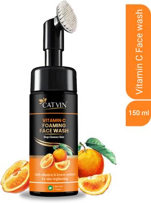 CATVIN Vitamin C Foaming With Built-In Face Cleanser Brush For Deep Cleansing Vitamin C Foaming With Built-In Face Cleanser Brush For Deep Cleansing & Skin Brightening  Face Wash