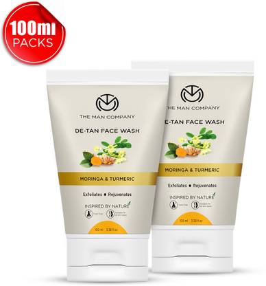 दी मैन कंपनी दे-टैन क्लींजर फॉर ऑयली स्किन | स्किन ब्राइटनिंग, टैन रिमूवल विथ टर्मरिक एंड मोरिंगा मेन्स फेस वॉश