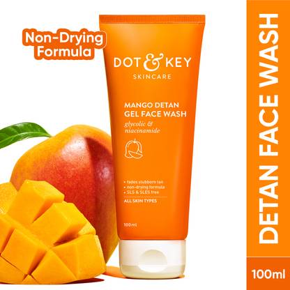 Dot & Key Mango Detan Gel ,Gently Cleanse Skin From Dirt & Oil,Fades Stubborn Tan Face Wash